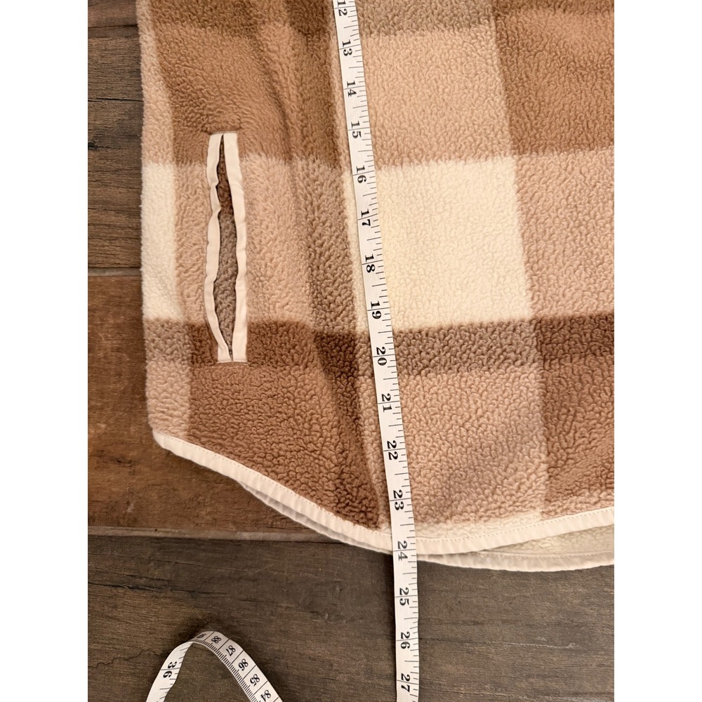 Abercrombie & Fitch Brown Plaid Sherpa Fleece Snap Pullover - Picture 5 of 6
